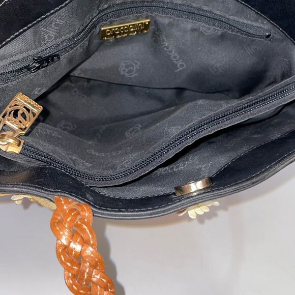 Beautiful Floral Embroidered Leather Braccialini Women's HandBag Italy - Picture 10 of 11